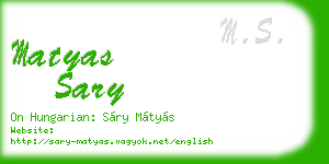matyas sary business card
